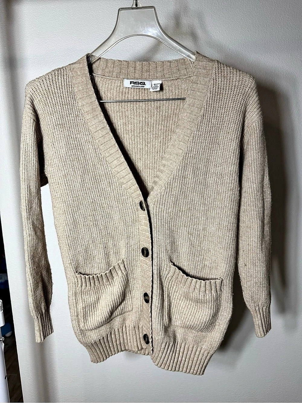 RSQ Beige Button Front Cardigan Size XS Like New